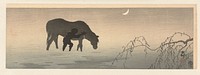 Man en paard (1900 - 1910) by Ohara Koson and Akiyama Buemon