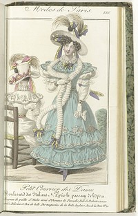 Petit Courrier des Dames, 20 mai 1828, No. 555 : Chapeau de paille d'Italie... (1828) by anonymous and Dondey Dupré