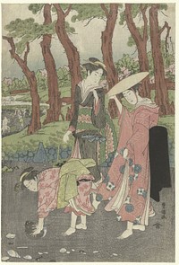 Vissen en schelpen verzamelen bij laag water. (c. 1788 - c. 1792) by Utagawa Toyokuni I and Enomotoya Kichibei