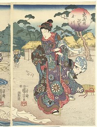 De Chofu Tama rivier in de provincie Musashi (c. 1847) by Utagawa Kuniyoshi and Sanoya Kihei