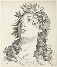 Vrouwenkop met lauwerkrans (1732 - 1771) by Antonio Giuseppe Barbazza