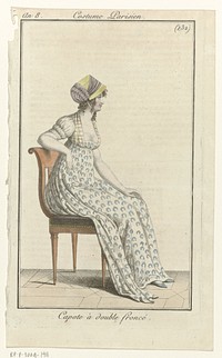 Journal des Dames et des Modes, Costume Parisien, 24 juillet 1800, An 8 (232) : Capote à double froncé (1800) by anonymous and Pierre de la Mésangère