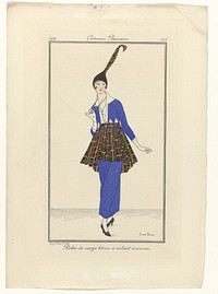 Journal des Dames et des Modes, Costumes Parisiens, 1914, No. 155 : Robe de serge bleu (...) (1914) by Jan van Brock and anonymous