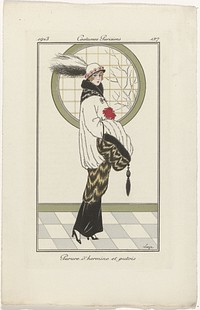 Journal des Dames et des Modes, Costumes Parisiens, 1913, No. 127 : Parure d'hermin (...) (1913) by Loeze and anonymous