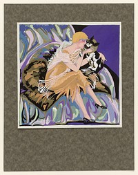 Femmes Modernes, 1926 : Zittende vrouw met een kat (c. 1926) by S Chompré