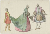 Elegante man en vrouw met zwarte page (1729) by anonymous
