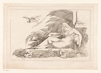 Slapende vrouw met Cupido (1780 - 1790) by Johann Heinrich Füssli and Robert Pollard I