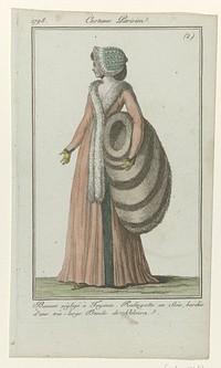 Journal des Dames et des Modes, Costume Parisien, 15 janvier 1798, (2) : Bonnet négligé à Tuyaux (...) (1798) by anonymous, Sellèque and Pierre de la Mésangère