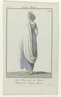 Journal des Dames et des Modes, Costume Parisien, 27 août 1798, An 6, (58) : Capote Natté (...) (1798) by anonymous, Sellèque and Pierre de la Mésangère