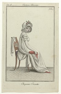 Journal des Dames et des Modes, Costume Parisien, 7 octobre 1799, An 8 (162) : Chapeau-Cornette (1799) by anonymous and Pierre de la Mésangère