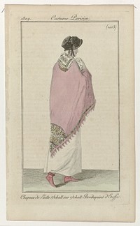 Journal des Dames et des Modes, Costume Parisien, 25 octobre 1809, (1013): Chapeau de paill (...) (1809) by anonymous and Pierre de la Mésangère
