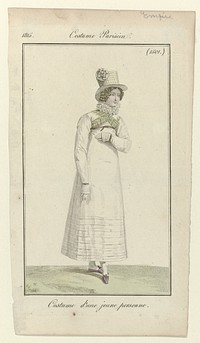 Journal des Dames et des Modes, Costume Parisien, 15 août 1815, (1501): Costume d'une jeune personne. (1815) by Pierre Charles Baquoy, Horace Vernet and Pierre de la Mésangère