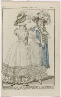 Journal des Dames et des Modes, Costumes Parisiens, 20 avril 1826, (2400): Chapeau de paille de riz (...) (1826) by anonymous and Pierre de la Mésangère