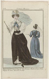 Journal des Dames et des Modes, Costumes Parisiens, 25 juin 1826, (2417): Chapeau de paill (...) (1826) by anonymous and Pierre de la Mésangère