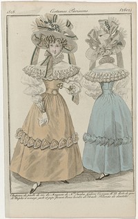 Journal des Dames et des Modes, Costumes Parisiens, 31 mai 1828, (2602): Chapeau de paille de riz (...) (1828) by anonymous and Pierre de la Mésangère