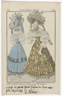 Journal des Dames et des Modes, Costumes Parisiens, 25 juin 1828, (2609): Chapeau de paille de riz (...) (1828) by anonymous and Pierre de la Mésangère