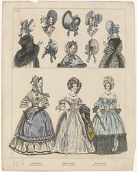 Townsend's Monthly Selection of Parisian Costumes, 1838, No. 703 : Bonnet en tull (...) (1838) by anonymous and Henry James Townsend