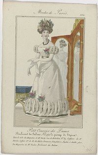 Petit Courrier des Dames, 1825, No. 352 : Robe de tulle des Magasins de Mr Burly (...) (1825) by anonymous and Dupré uitgever
