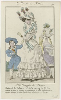Petit Courrier des Dames, 1827, No. 472 : Chapeau de paille de riz (...) (1827) by anonymous and Dupré uitgever