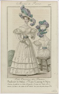 Petit Courrier des Dames, 1827, No. 495 : Chapeau de paille de riz (...) (1827) by anonymous and Dupré uitgever