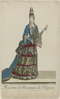 Madame la Marquise de Polignac, een maskertje in de hand (1694) by Antoine Trouvain and Antoine Trouvain