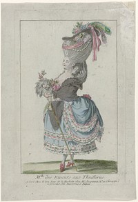 Suite consacrée aux élégantes et petits maîtres, 1778-1785, (13) : M.lle des Faveurs aux Thuilleries (...) (1778 - 1785) by anonymous, Basset and Le Dru
