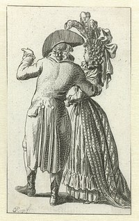 Almanakprentje uit 1789: Staande man en vrouw op de rug gezien (1789) by Ernst Ludwig Riepenhausen