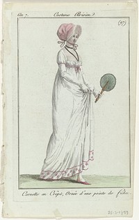 Journal des Dames et des Modes, Costume Parisien, 25 mars 1799, An 7, (97.) : Cornette en Crêp (...) (1799) by anonymous, Sellèque and Pierre de la Mésangère