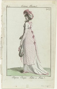 Journal des Dames et des Modes, Costume Parisien, 24 avril 1799, An 7, (103.) : Chapeau Casqu (...) (1799) by anonymous, Sellèque and Pierre de la Mésangère