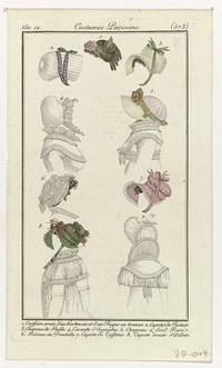 Journal des Dames et des Modes, Costume Parisien, 8 août 1804, An 12, (573): 1. Coeffure ornée d'un hortensi (...) (1804) by anonymous and Pierre de la Mésangère