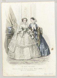 Les Modes Parisiennes, 1856, No. 677 : Robes, de Dentelles (...) (1856) by Montaut d Oleron Gabriel Xavier, François Claudius Compte Calix and Moine