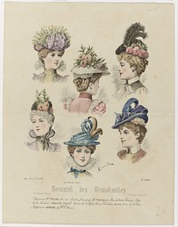 Journal des Demoiselles, 15 Avril 1898, No. 5166 : Chapeaux de Melle Helen (...) (1898) by Esnault, anonymous and Falconer