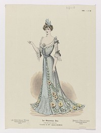 La Nouvelle Mode, Le Nouveau jeu, Paris Fashions, 1900, No. 46 : Toilette de Mme Jeanne Granier (1900) by J Morel and anonymous