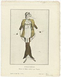 Gazette du Bon Ton, 1913, No. 6: PHILOMÈLE / Robe de Bakst réalisée par Paquin (1913) by Léon Bakst, anonymous, Jeanne Paquin and Lucien Vogel