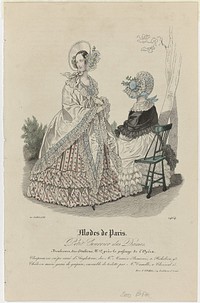 Petit Courrier des Dames, 20 juillet 1838, No. 1464 : Chapeau en crêpe orné d'Angleterr (...) (1838) by anonymous, Dupré uitgever and S and J Fuller