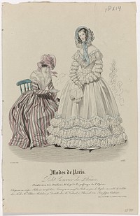 Petit Courrier des Dames, 15 août 1840, No. 1663 : Chapeau en crèp (...) (1840) by anonymous, Dupré uitgever and S and J Fuller