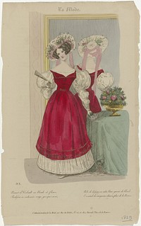 La Mode, 1829, Pl. 10 : Bonnet d'Herbault en blond (...) (1829) by anonymous, Émile de Girardin and Charles Lautour Mézeray