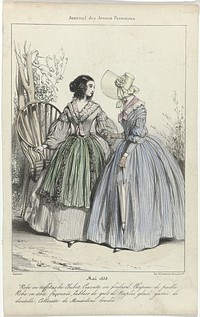 Journal des Jeunes Personnes, mai 1838 : Robe en taffetas (...) (1838) by anonymous, Paul Gavarni and Lemercier and Cie
