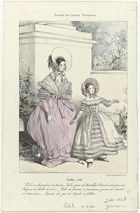 Journal des Jeunes Personnes, juillet 1838 : Robe en Mousselin (...) (1838) by anonymous, Paul Gavarni and Benard Lemercier and Cie