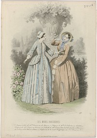 Les Modes Parisiennes, 25 avril 1847, No. 217 : Peignoir et Robe de Melle Mari (...) (1847) by Montaut d Oleron Gabriel Xavier, François Claudius Compte Calix and Aubert and Cie