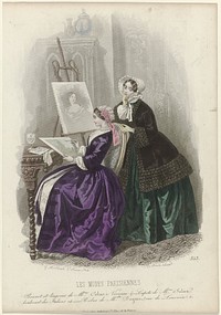 Les Modes Parisiennes, 1849, No. 353 : Bonnet et lingeries (...) (1849) by Montaut d Oleron Gabriel Xavier, Morin and Aubert and Cie
