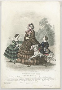 Le Moniteur de la mode, 1855, No. 439 : Toilettes de R.Lhopiteau.. (1855) by Préval, Jules David 1808 1892, E B Strange and Co and Lamoureux