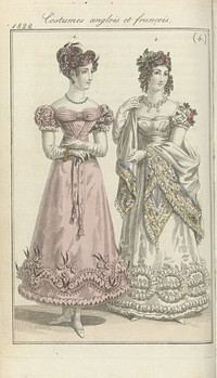Journal des Dames et des Modes, editie Frankfurt 20 janvier 1822,  Costumes anglois et françois (4) (1822) by anonymous and J P Lemaire