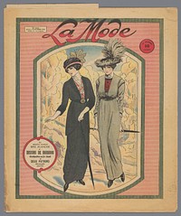 La Mode, 18e Année, No. 4- 12 Octobre 1913: omslag met twee vrouwen in omkadering (1913) by Jany