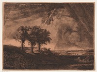 Drie bomen met bliksemschicht (1750 - 1810) by William Baillie and Rembrandt van Rijn