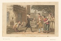 Doctor Syntax en vijf andere figuren op een begraafplaats (1820) by Thomas Rowlandson, Thomas Rowlandson and Rudolph Ackermann