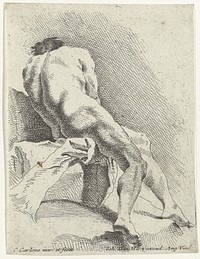 Zittend mannelijk naakt, van achteren gezien (1697 - 1775) by Carlo Innocenzo Carlone, Carlo Innocenzo Carlone and Johann Daniel Herz I