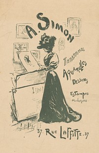 Visitekaartje van kunsthandel A. Simon te Parijs (1854 - 1907) by Henry Somm and anonymous