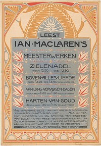 Affiche voor werken van Ian Maclaren uitgegeven door J.M. Bredée te Rotterdam (1899) by Georg Rueter and Gebroeders Braakensiek