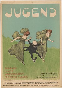 Affiche voor het tijdschrift Jugend (1896) by Ludwig von Zumbusch, Ludwig von Zumbusch, dr C Wolf and Sohn and Georg Hirth